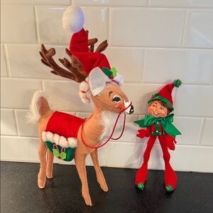 Annalee Festive Reindeer and Elf Decor Set